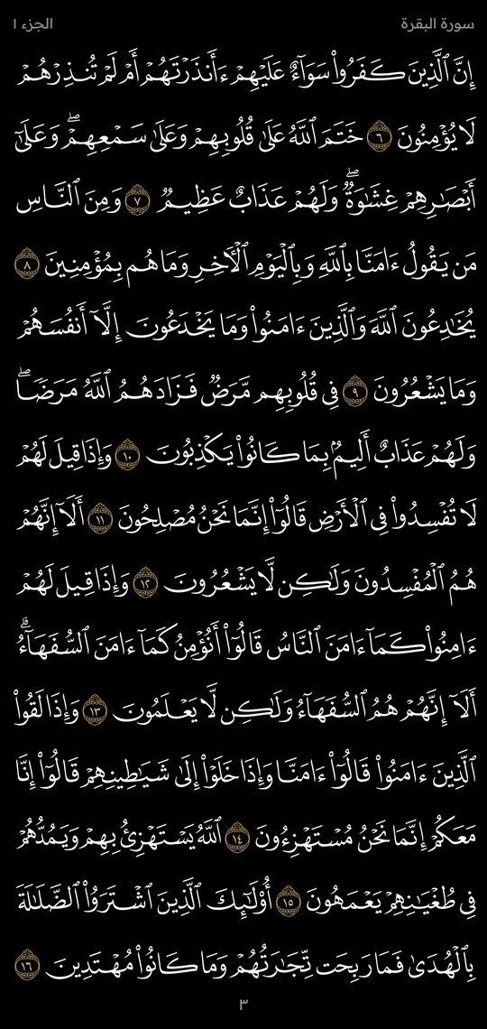 صفحة من سورة البقرة في مصحف المدينة